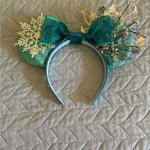 Disney inspired Frozen Teal Floral Headband with Bow